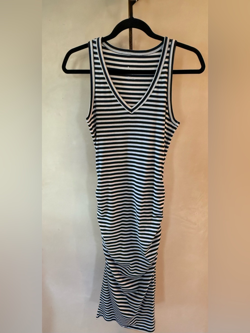 a new day Black and White Striped Sleeveless V-Neck Dress